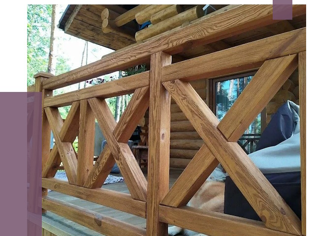 Деревянные перила под ключ в Мончегорске от 7575 руб. 