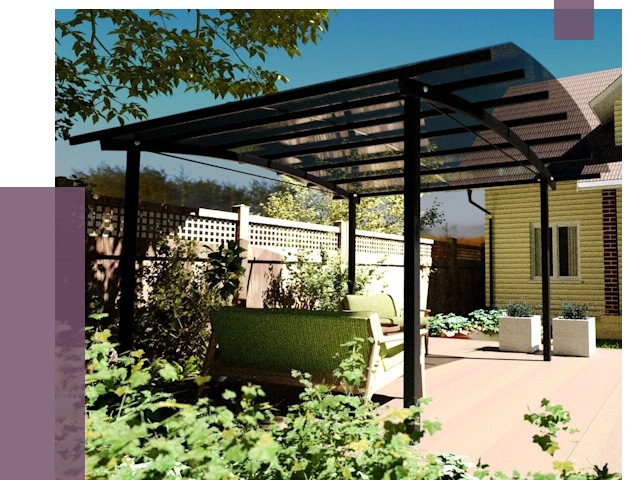 Навесы для террасы в Мончегорске от 12878 руб. под ключ | ПРОЛЁТ-Мнч