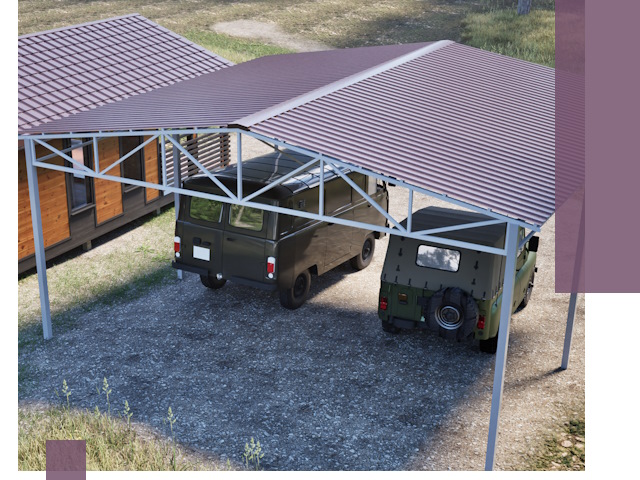 Двускатные навесы под ключ в Мончегорске — изготовление и монтаж